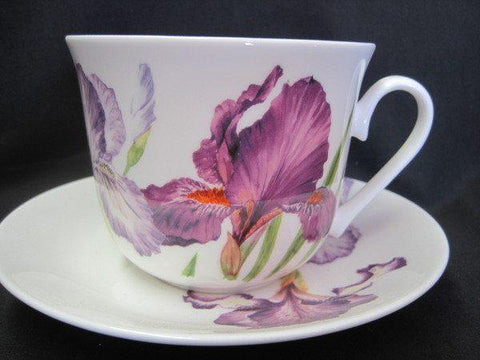 Iris English Bone China Tea Cups Set of 2
