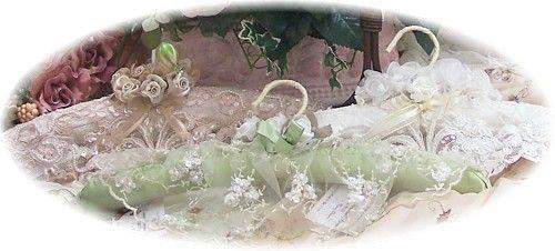 Ivory Romantic Beaded Lace Hangers - One of a Kind!