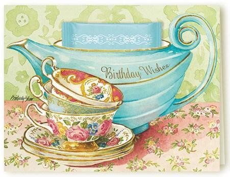 Kimberly Shaw Best Birthday Wishes Tea Card-Roses And Teacups