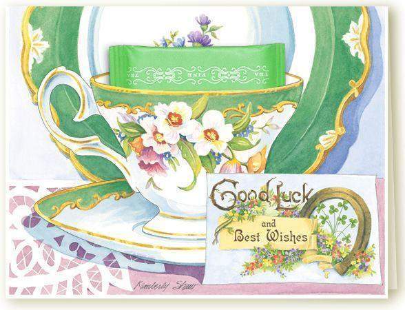 Kimberly Shaw Good Luck Teacup Card-Roses And Teacups