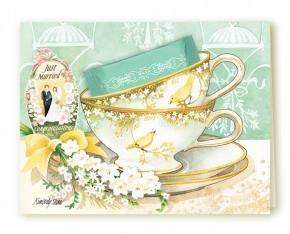 Kimberly Shaw Just Married Tea Card-Roses And Teacups