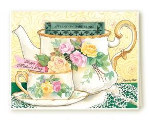 Kimberly Shaw Mother's Day Tea Card-Roses And Teacups