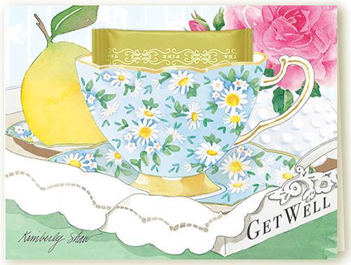 Kimberly Shaw White Daisies Get Well Soon Tea Card-Roses And Teacups