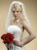 Lace Embroidered Mantilla Wedding Veil - White - 887V-36-Roses And Teacups