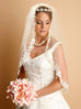 Lace Embroidered Mantilla Wedding Veil - White - 887V-36-Roses And Teacups