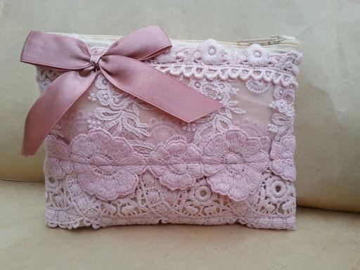 Lace Zip Clutch Bag Large-Roses And Teacups