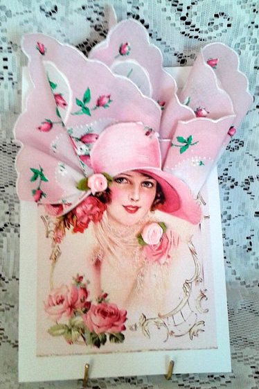 Lady Rose Hankie Gift Greeting Card-Roses And Teacups