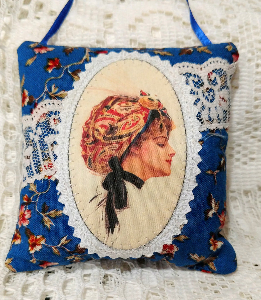 Lady in Bonnet Hanging Lavender Sachet - One of a Kind!