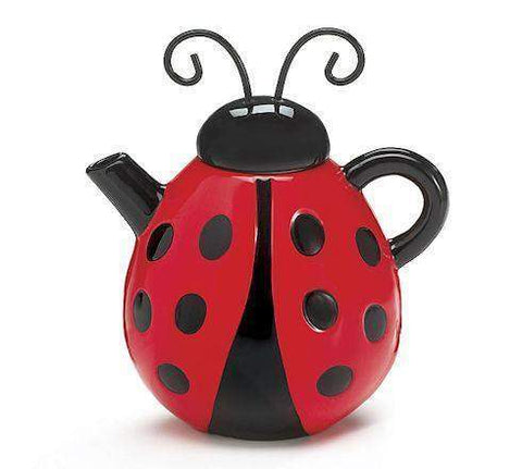 Ladybug Teapot with Adorable Antenna Lid-Roses And Teacups