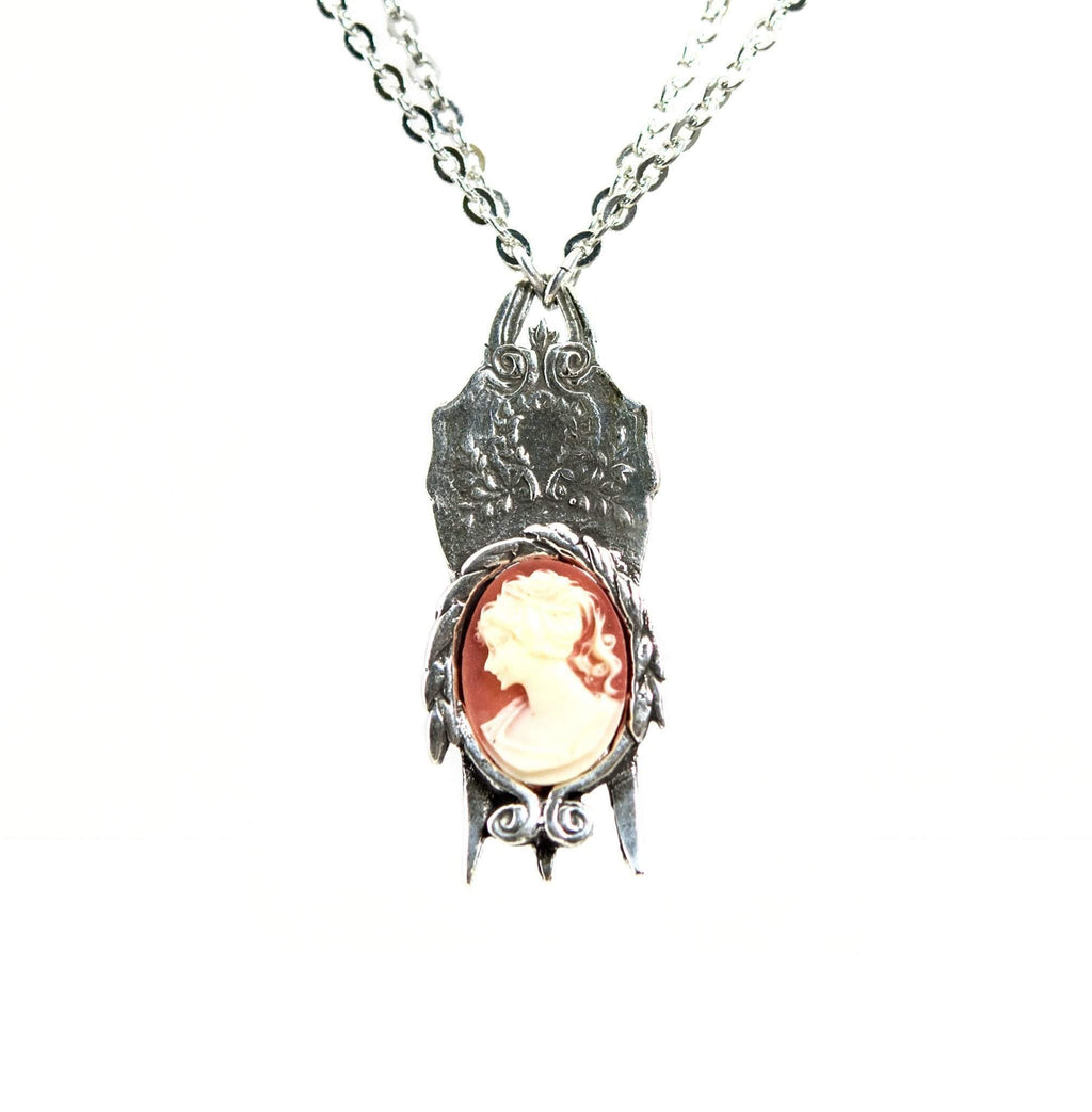 Laureate Silver Fork Cameo Pendant Necklace