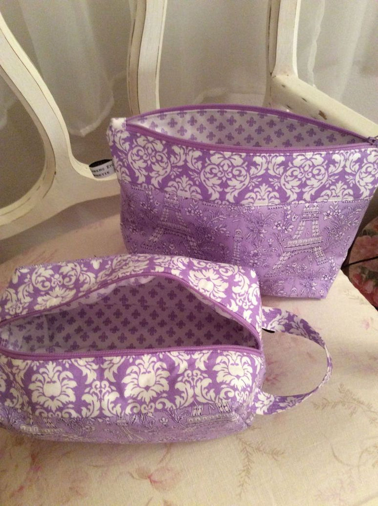 Lavender Eiffel Tower 3 Piece Monogrammed Travel Set-Roses And Teacups