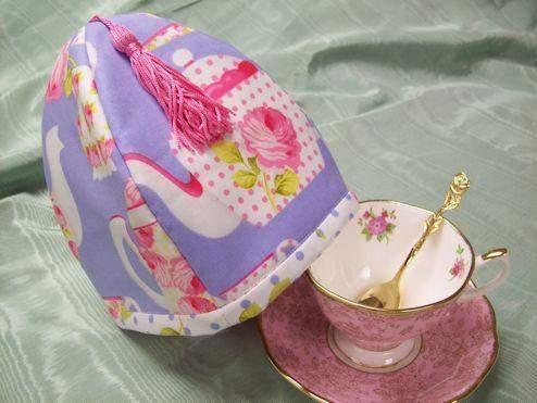 Lavender Teapots and Tea Cups Tea Cup Cozy Cover-Roses And Teacups