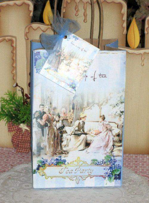 Let's Have Tea Gift Bag with Hang Tag-Roses And Teacups
