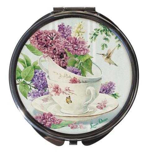 Lilacs Round Compact Mirror-Roses And Teacups