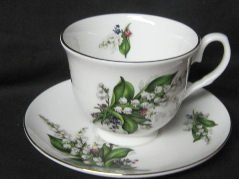 Lily of the Valley English Bone China Tea Cups Set of 2