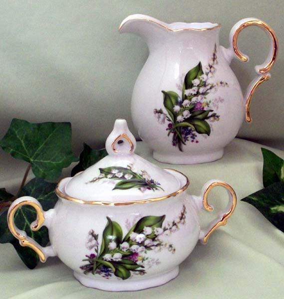 Lily of the Valley Porcelain Cream and Sugar Set-Roses And Teacups