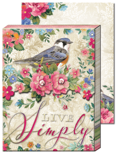 Live Simply Bird Decorative Pocket Note Pad-Roses And Teacups