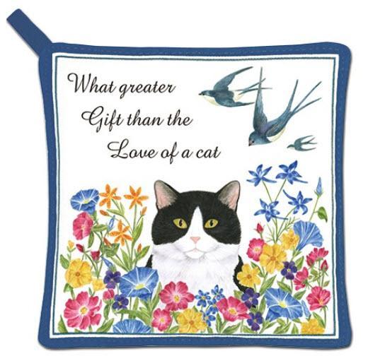 Love of a Cat Potholder-Roses And Teacups
