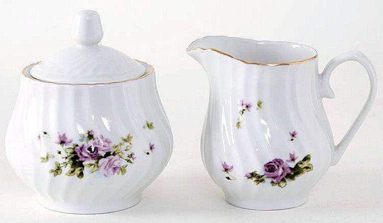Lydia Porcelain Sugar Creamer Set-Roses And Teacups