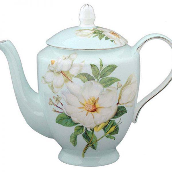 Magnolia Bone China Teapot-Roses And Teacups