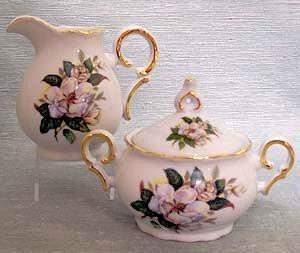 Magnolia Porcelain Cream and Sugar Set-Roses And Teacups