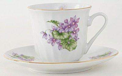 Margeurite Bulk Discount Fine Porcelain Teacups 6 Tea Cups and 6 Matching Saucers