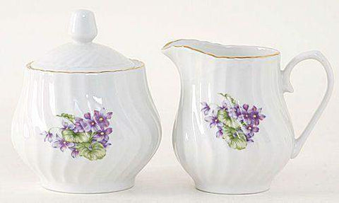 Margeurite Porcelain Creamer & Sugar Set-Roses And Teacups