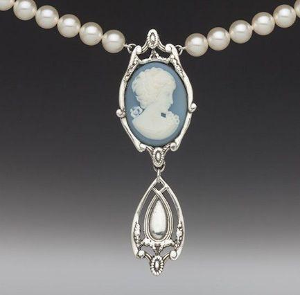 Marquis Silver Spoon Cameo Pendant Necklace