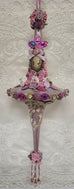 Mauve Hand Decorated Spindle Victorian Iridescent Glass Ornament - One of a Kind!