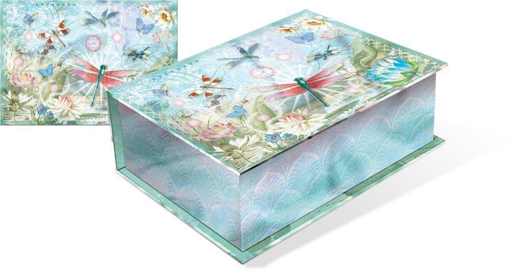 Metallic Cigar Box Note Cards - Dragonflies - Only 1 Left