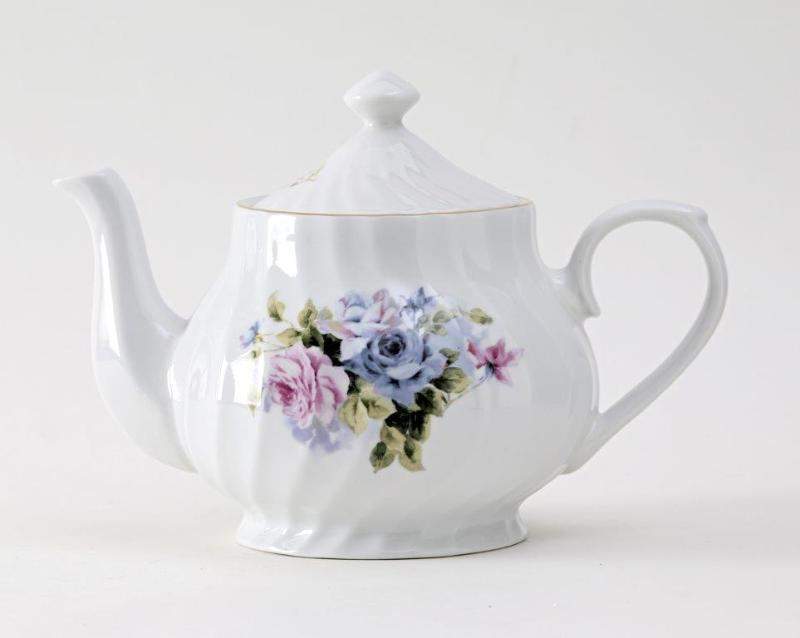 Millicent Porcelain Discount Teapot-Roses And Teacups