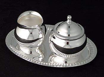 Mini Silver Plated Brass Sugar and Creamer Set