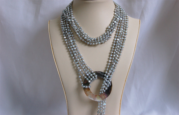 Miracle Pearl Necklace Silver Grey
