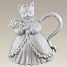 Miss Kitty All Dressed Up Porcelain Teapot-Roses And Teacups