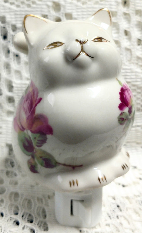 Miss Kitty Rose Porcelain Nightlight-Roses And Teacups