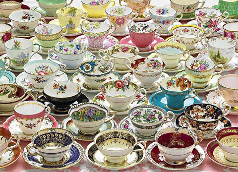 More Tea Cups 1000 Piece Jigsaw Puzzle-Roses And Teacups