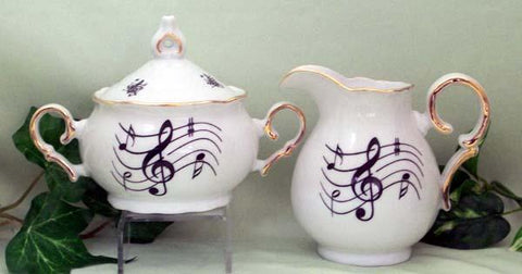 Musical Notes Porcelain Cream and Sugar Set-Roses And Teacups
