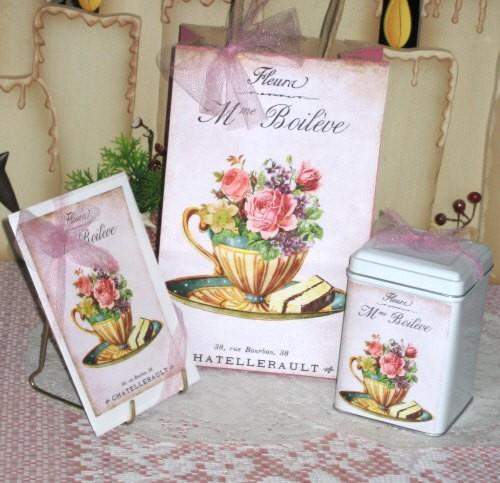 My Favorite Things Tea Tin Gift Bag Set-Roses And Teacups