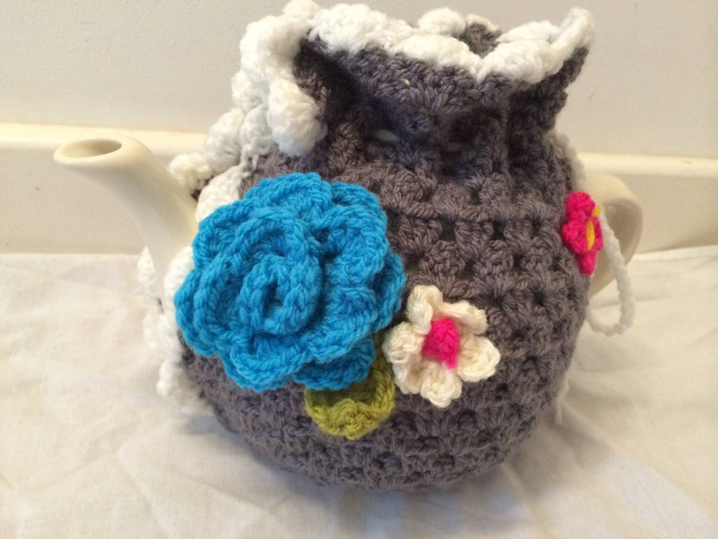Oh My Gracious Gray Crochet Teapot Cozy - Only 2 Available-Roses And Teacups