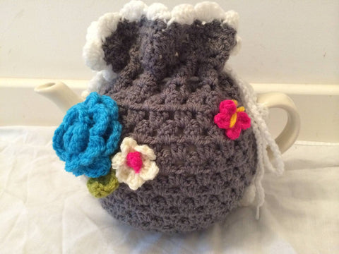 Oh My Gracious Gray Crochet Teapot Cozy - Only 2 Available