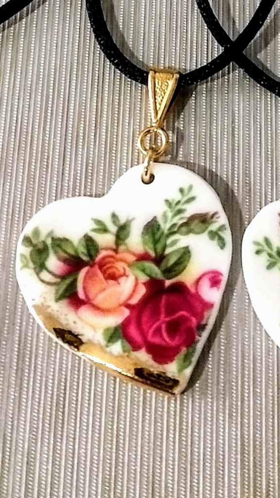 Old Country Rose Broken China Jewelry - One of a Kind-Roses And Teacups