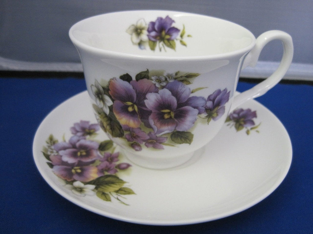 Pansy English Bone China Tea Cups Set of 2-Roses And Teacups