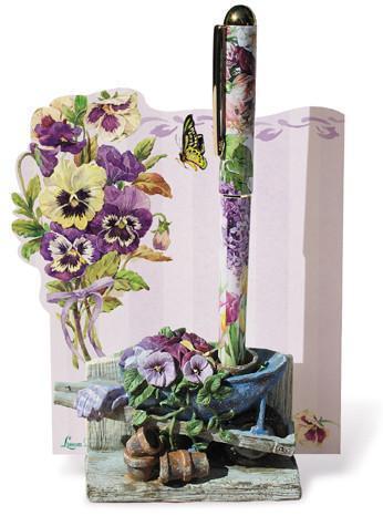 Pansy Pad and Pen Holder Set