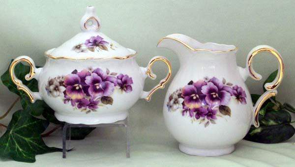 Pansy Porcelain Cream and Sugar Set-Roses And Teacups