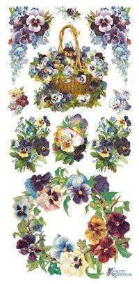 Pansy Wreath Victorian Floral 2 Sheets of Stickers