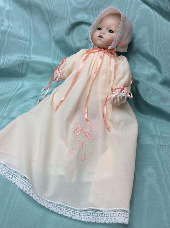 Peach Preemie Angel Gown and Bonnet-Roses And Teacups
