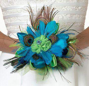 Peacock Feather Bridal Bouquet-Roses And Teacups