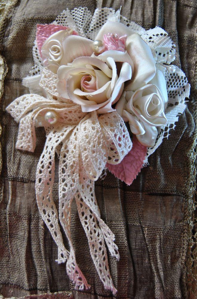 Pearl Corsage Brooch-Roses And Teacups
