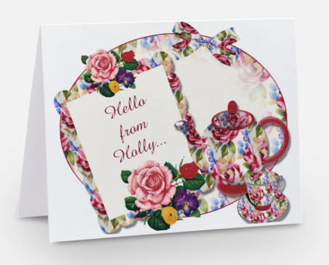 Personalized Tea Note Cards Burgundy Set of 10