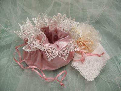 Pink Bridal Reticule Purse-Roses And Teacups